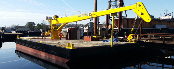 EBI Fixed boom crane mounted on a barge